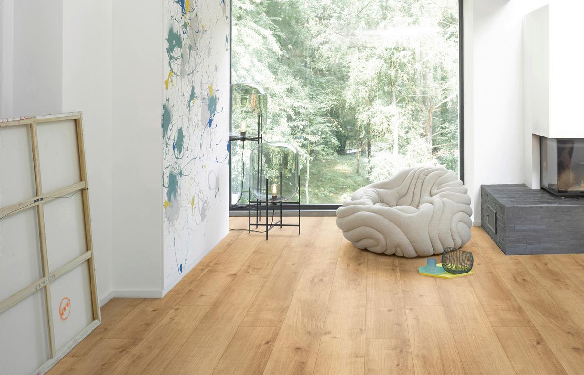 Designboden Eiche Pure Natur - Eichefarben/Braun, Basics, Holz/Kunststoff (128,5/19,4/0,8cm) - Parador