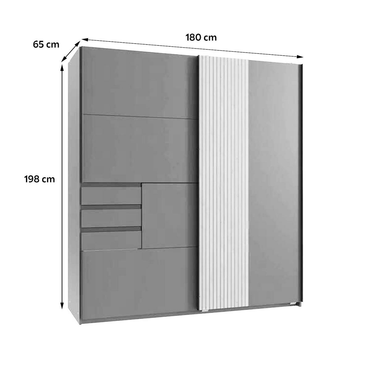 Schwebetürenschrank 180 cm Coburg Graphit/Eiche Dekor - Graphitfarben/Eiche Artisan, MODERN, Holzwerkstoff (180/198/65cm) - MID.YOU