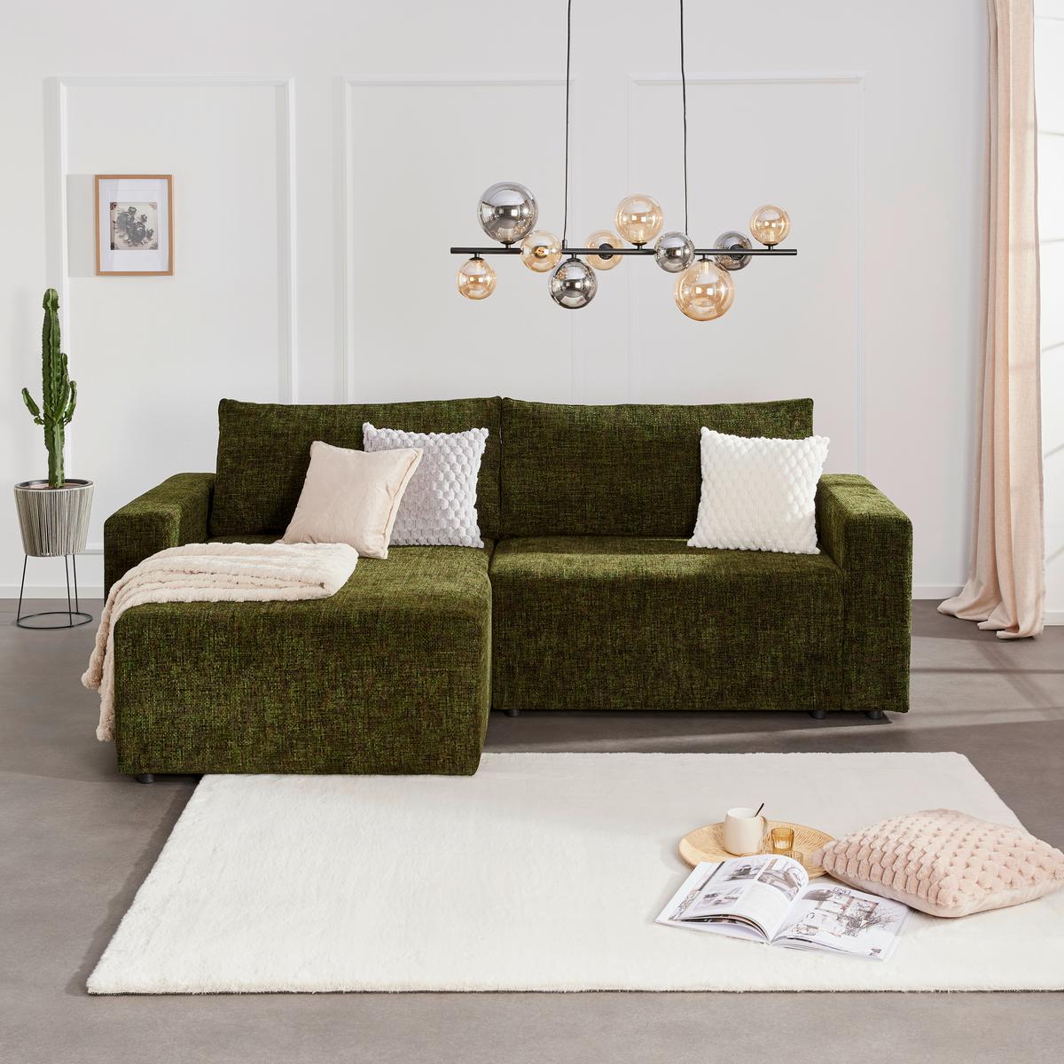 Ecksofa Dallas Grün/Dunkelgrün  173x258 cm - Waldgrün/Dunkelgrün, MODERN, Holz/Kunststoff (173/258cm)