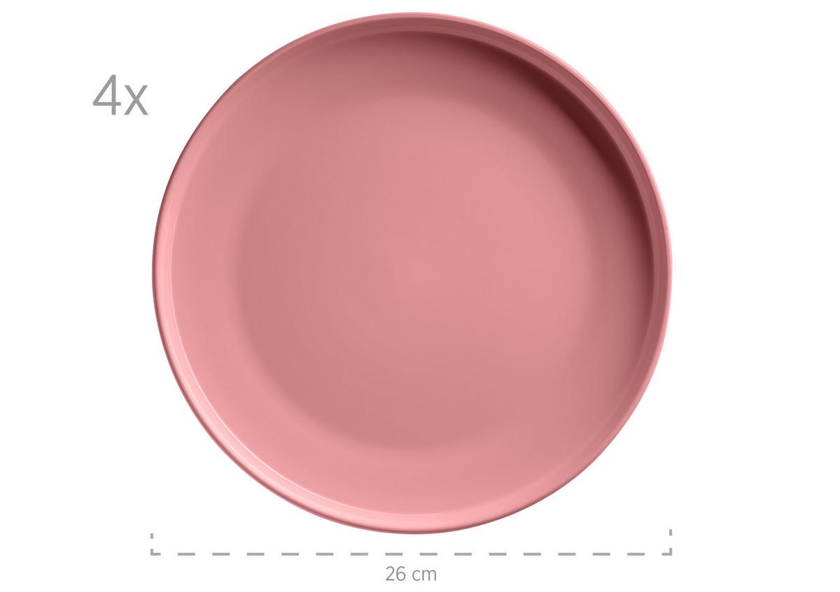 Kombiservice Alenia Steinzeug 4 Personen Geschirr Set - Rosa, Basics, Keramik - Mäser