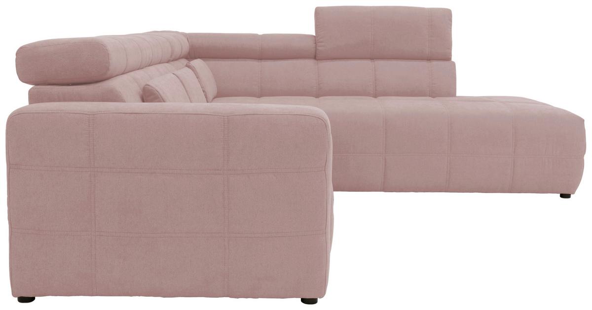 Ecksofa + Kopfteilverstellung Brandon Pink Mikrofaser - Schwarz/Rosa, Design, Textil (275/228cm) - MID.YOU