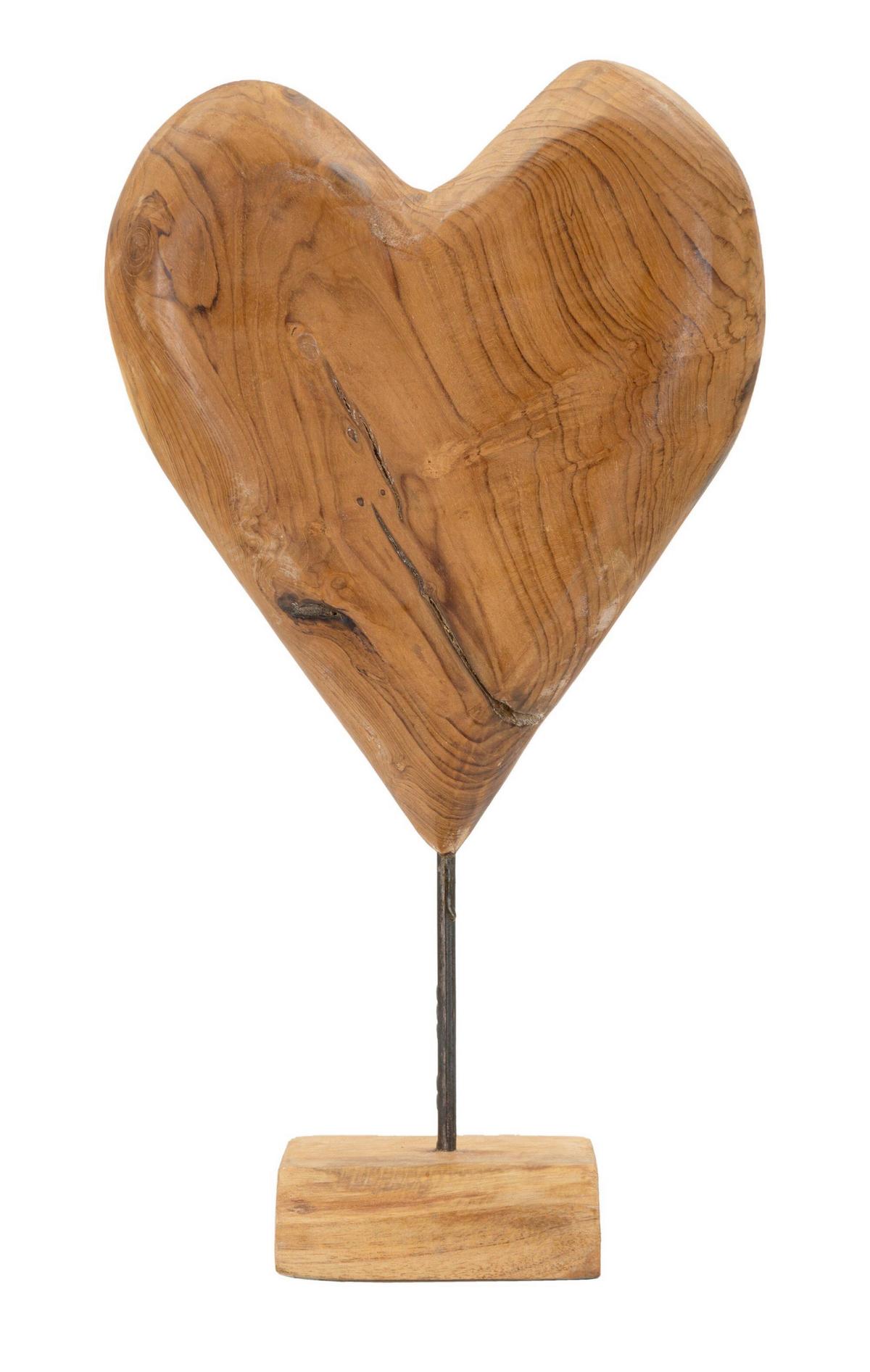 Skulptur Dobu Teak Braun, B: 25 cm - Braun, Basics, Holz (25/45/12cm)