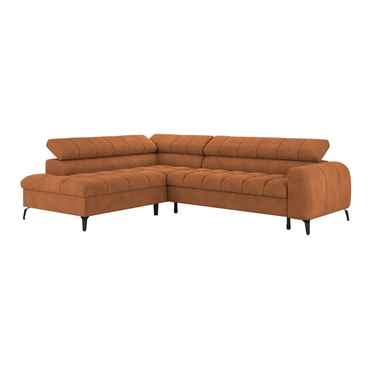 Ecksofa Volf Links New Rostfarben, S: 203x261 Cm - Rostfarben/Schwarz, Trend, Kunststoff/Textil (203/261cm)