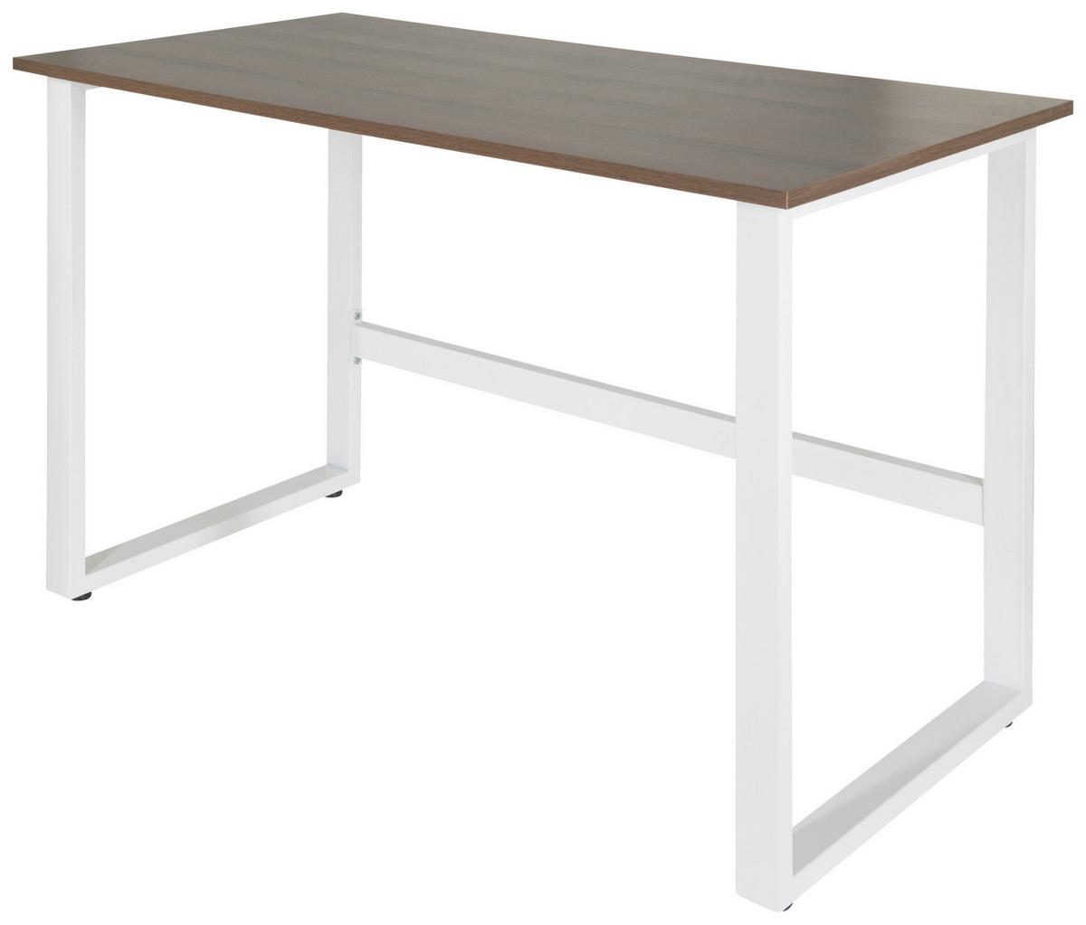 Schreibtisch Workspace Light I Weiß/Walnus Dekor - Walnussfarben/Weiß, Basics, Holzwerkstoff/Metall (120/60/76cm) - MID.YOU