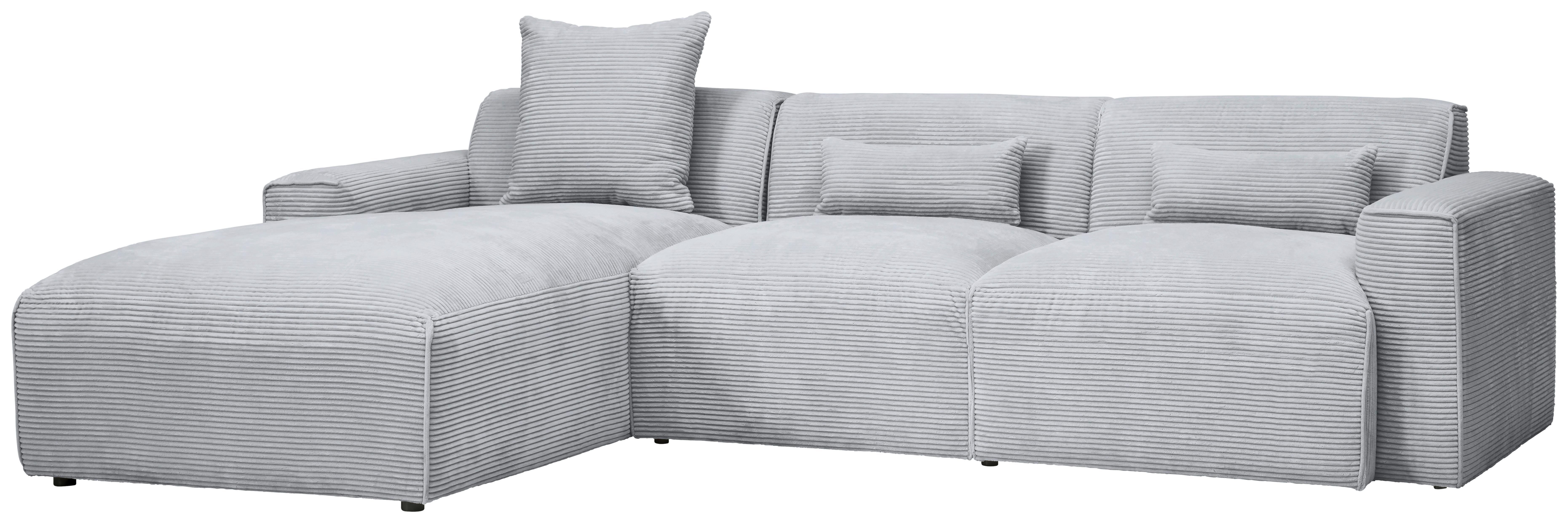 Ecksofa mit Zierkissen Pearl Grau 196x303 cm - Schwarz/Grau, Design, Textil (196/303cm) - Livetastic