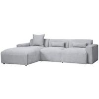Ecksofa Mit Zierkissen Pearl Grau 196x303 Cm - Schwarz/Grau, Design, Textil (196/303cm) - Livetastic