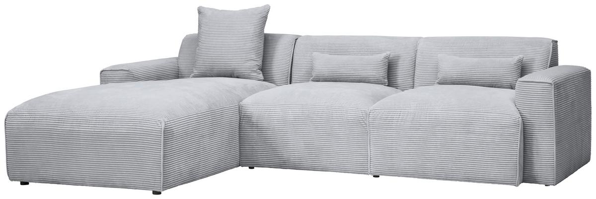 Ecksofa Mit Zierkissen Pearl Grau 196x303 Cm - Schwarz/Grau, Design, Textil (196/303cm) - Livetastic