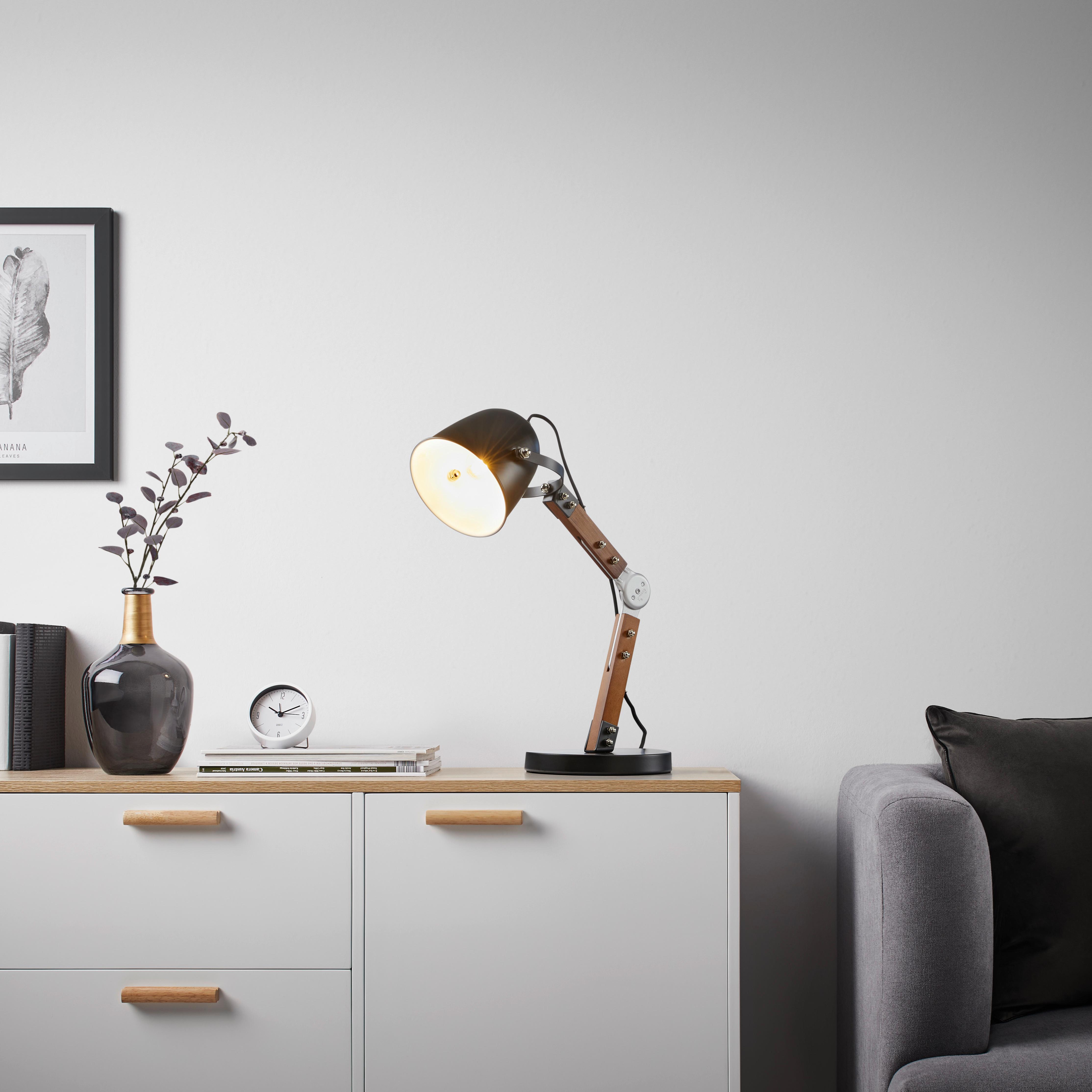 Stolní Lampa George Max. 40 Watt - černá, Moderní, kov/dřevo - Bessagi Home
