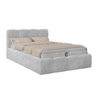 Polsterbett Noe Hellgrau 140x200 cm - Hellgrau/Schwarz, Trend, Textil/Metall (140/200cm)