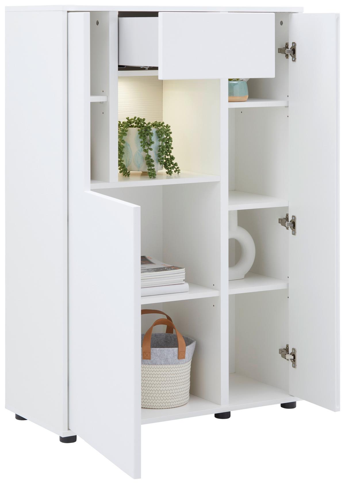 VYSOKÁ KOMODA ALABAMA - bílá/černá, Moderní, kov/kompozitní dřevo (83/126/38cm)