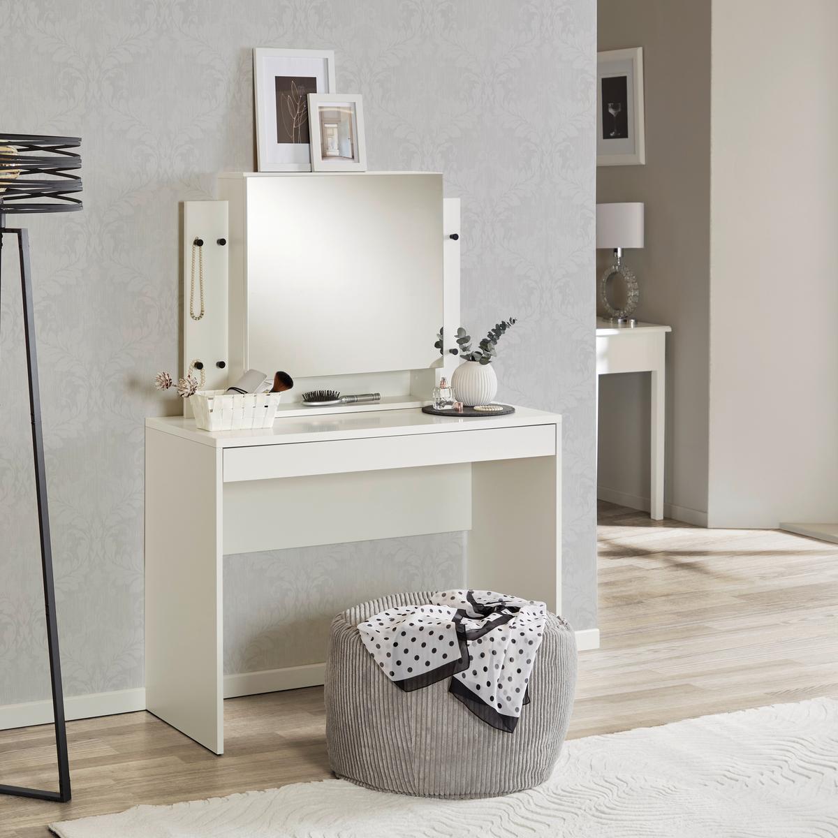 Schminktisch Sandy Weiß B: 100 cm mit Lade - Weiß, MODERN, Holzwerkstoff (100/76/45cm)