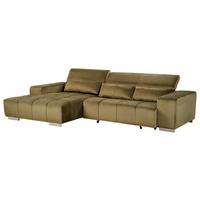 Ecksofa mit Relaxfunktion Orion Kopfstütze Klappbar Olivegrün - Silberfarben/Olivgrün, KONVENTIONELL, Textil (186/307cm) - Livetastic