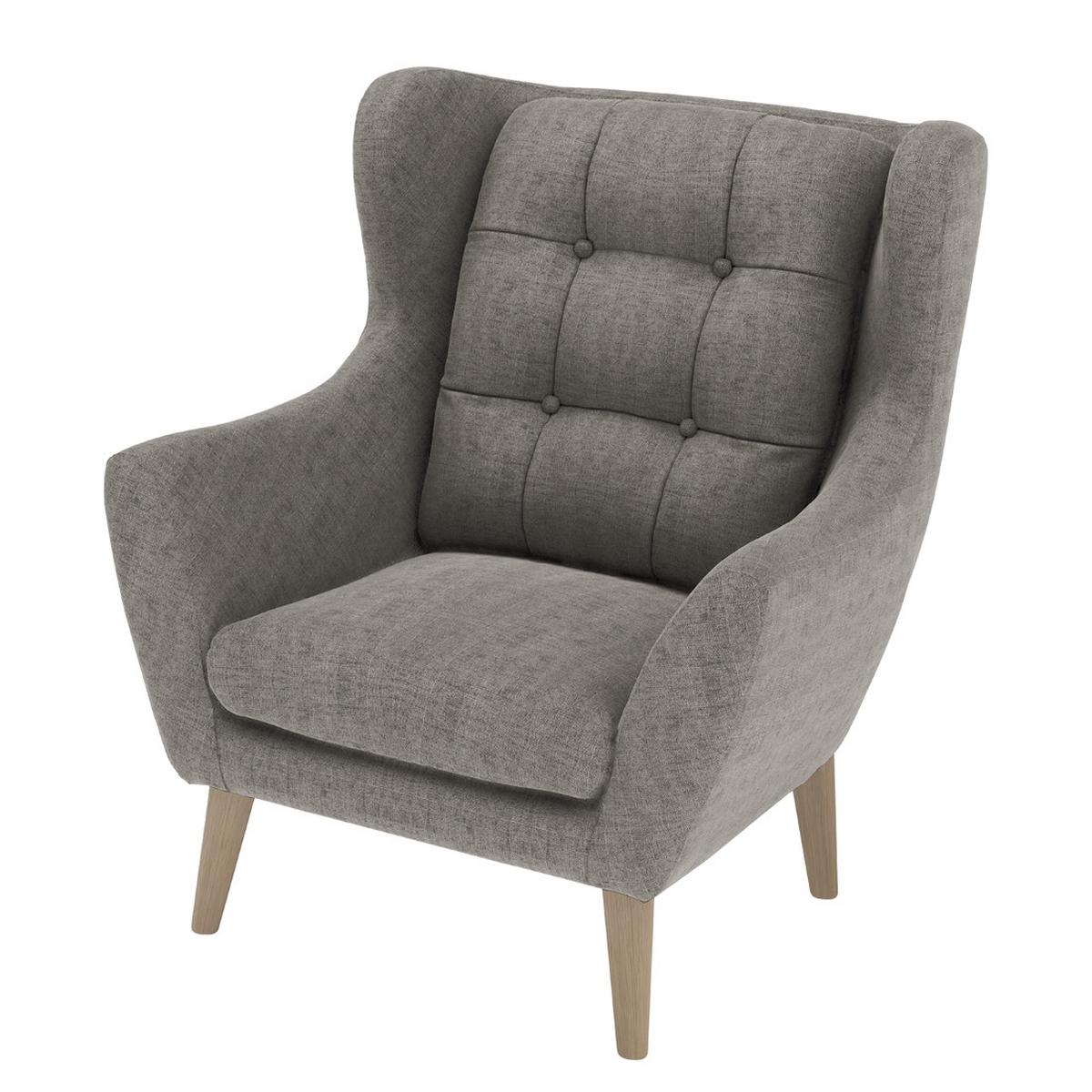 Sessel Henry, Dunkelgrau B: 91 cm - Eichefarben/Dunkelgrau, KONVENTIONELL, Textil (91/107/94cm) - Trendmanufaktur