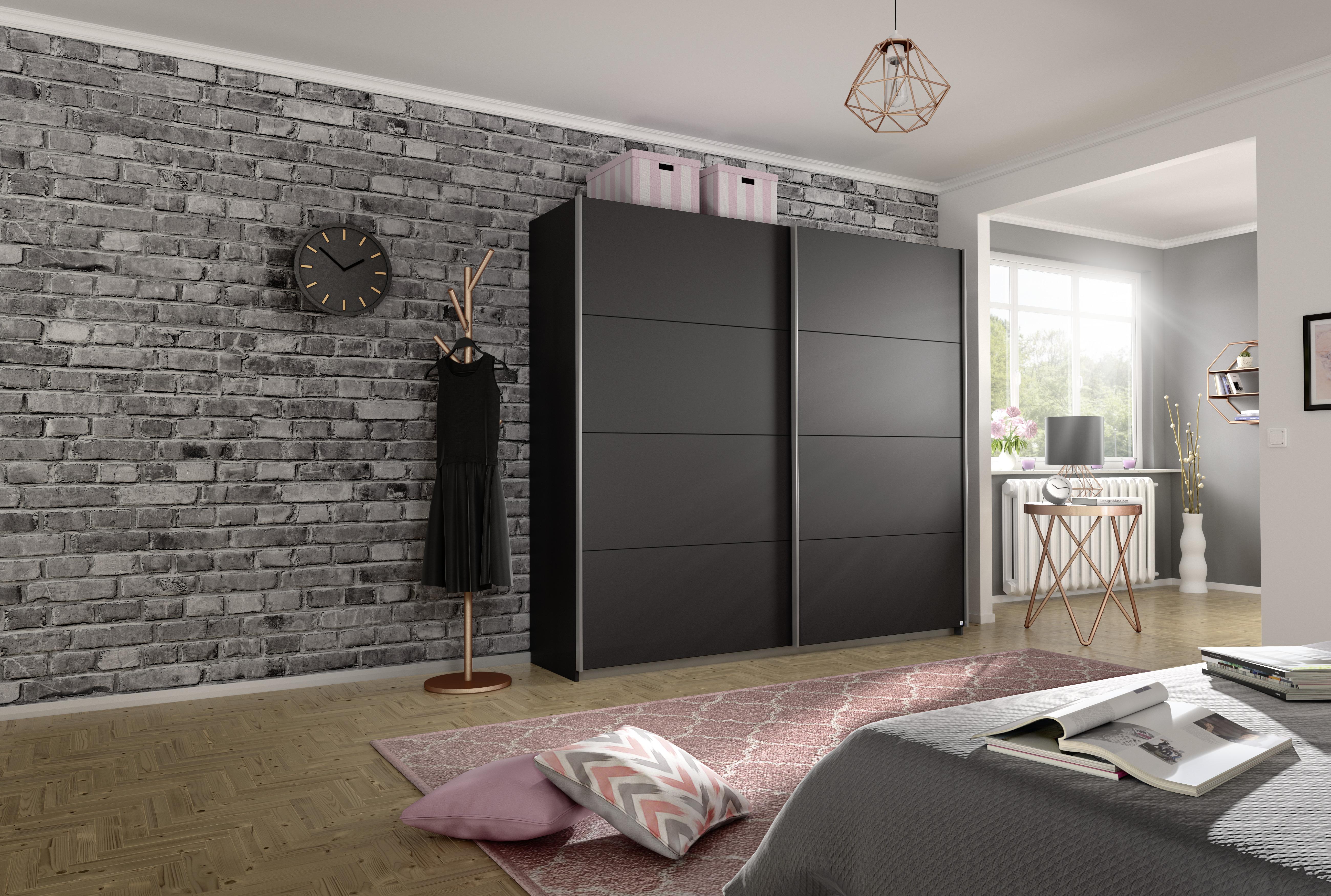 Schwebetürenschrank 226cm Belluno, Grau Metallic - Grau, MODERN, Holzwerkstoff (226/230/62cm) - Rauch Möbel