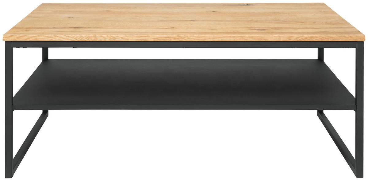 Konferenční stolek 105x65cm - černá/přírodní barvy, Moderní, kov/dřevo (105/44/65cm)