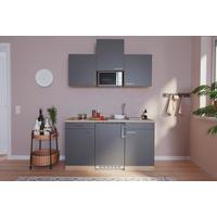 Miniküche m. Mikrowelle + Kühlschrank 150 cm Grau/Eiche - Eichefarben/Grau, Basics, Holzwerkstoff (150cm) - Respekta