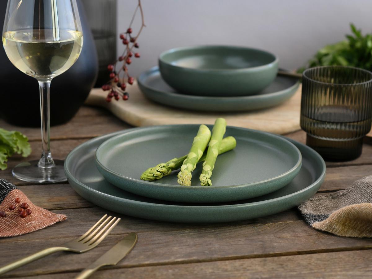 Tafelservice Uno Salbei Steinzeug, 12 -Teilig. - Salbeigrün, Basics, Keramik - Creatable