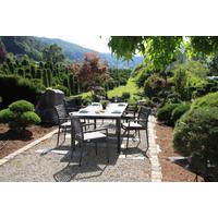 Gartenset 5--teilig. Metall/Glas/ Textil/Kunststof/Holzwerkstoff - Dunkelgrau/Anthrazit, Basics, Glas/Holzwerkstoff (180+60/100/74cm) - Acamp
