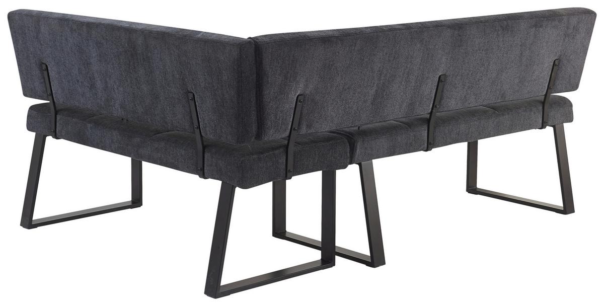 Eckbank Magnus Dunkelgrau, S: 193x141 cm - Dunkelgrau/Schwarz, LIFESTYLE, Textil/Metall (193/141cm) - MID.YOU