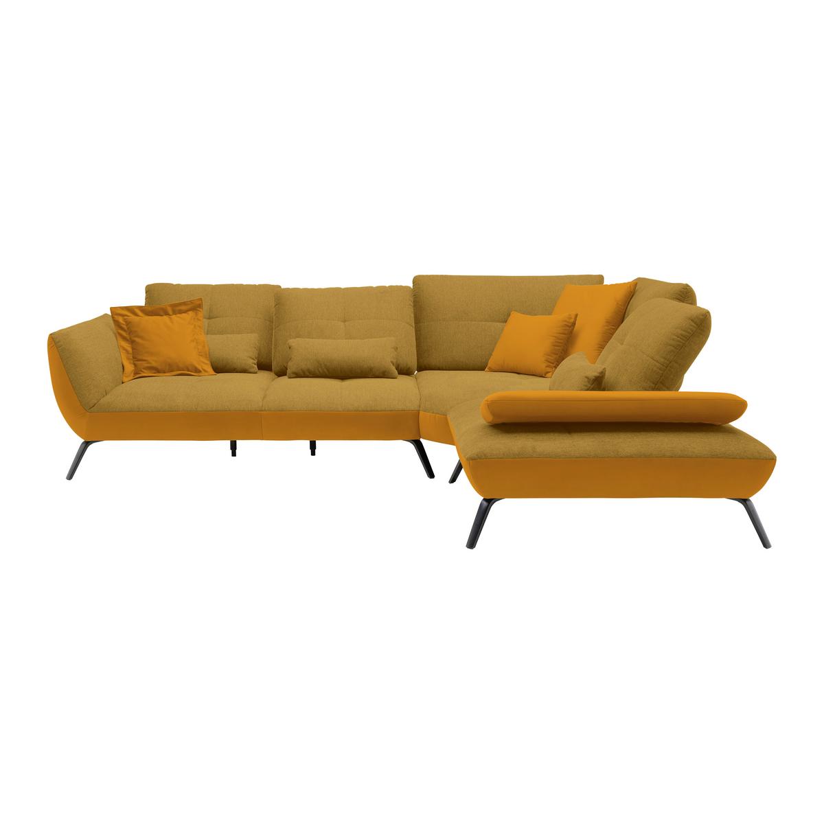 Rohová sedačka TRENDY, pravá, zlatá / hořčicově žlutá - černá/barvy zlata, Moderní, kov/kompozitní dřevo (310/93/250cm) - Premium Living