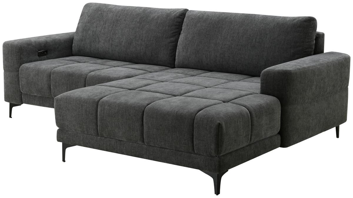 Ecksofa mit Relaxfunktion Chandler - Dunkelgrau/Schwarz, MODERN, Textil (246/165cm) - MID.YOU