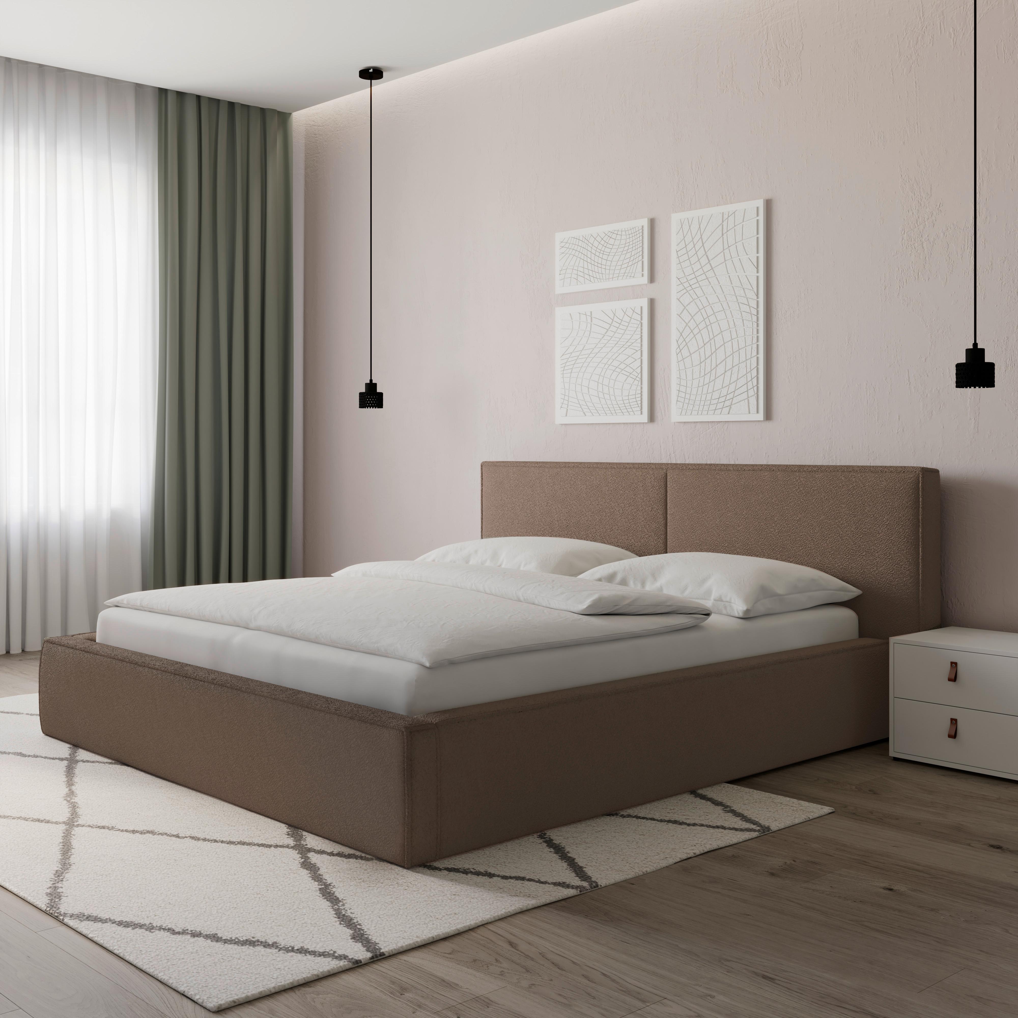 Čalúnená posteľ SERENA 180x200 cm, hnedá - hnedá/čierna, Modern, kov/drevo (180/200cm) - Bessagi Home