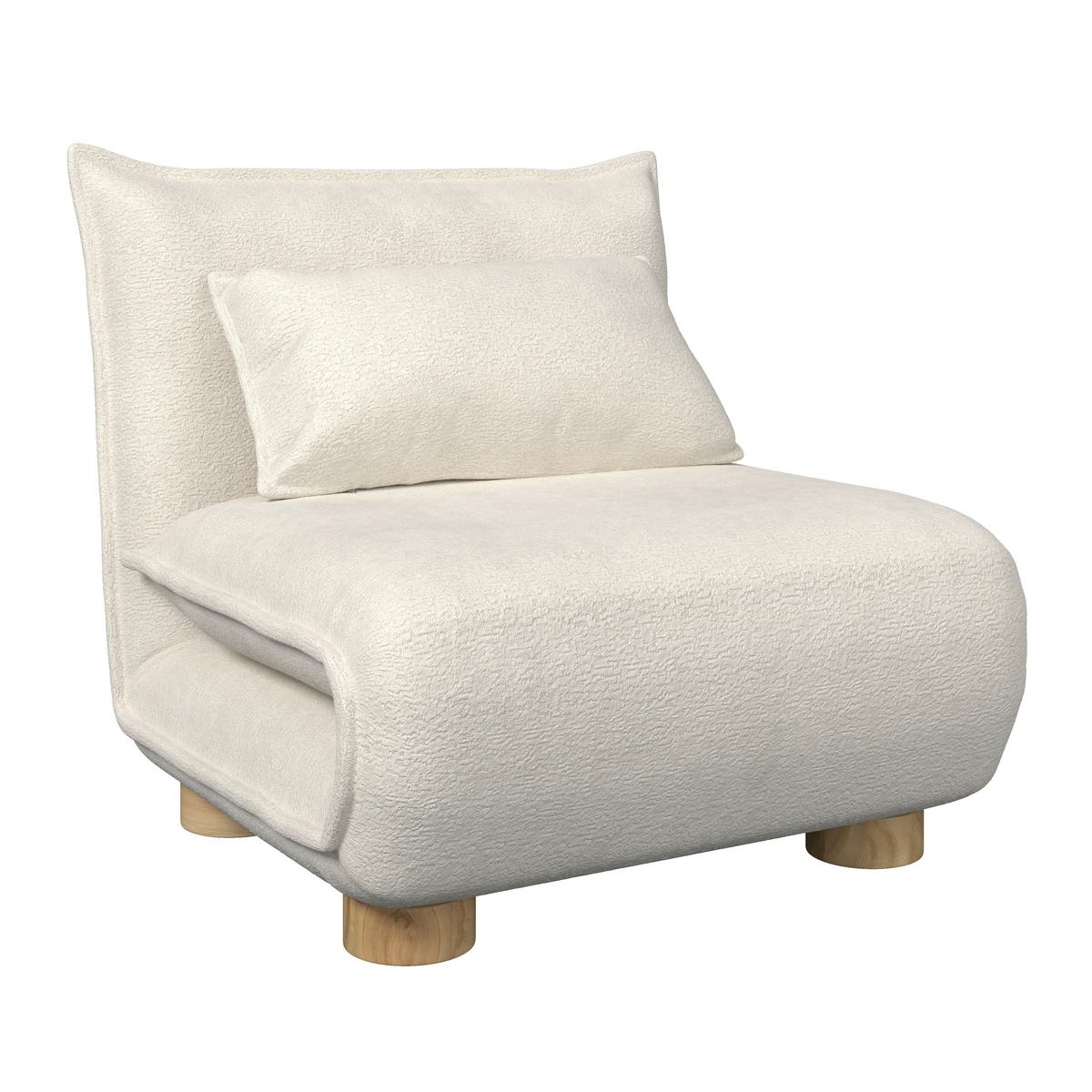 Rozkladacie kreslo BELLA, biela, max. 120 kg - biela/prírodná farba, Modern, kov/drevo (83/41/63cm) - Bessagi Home