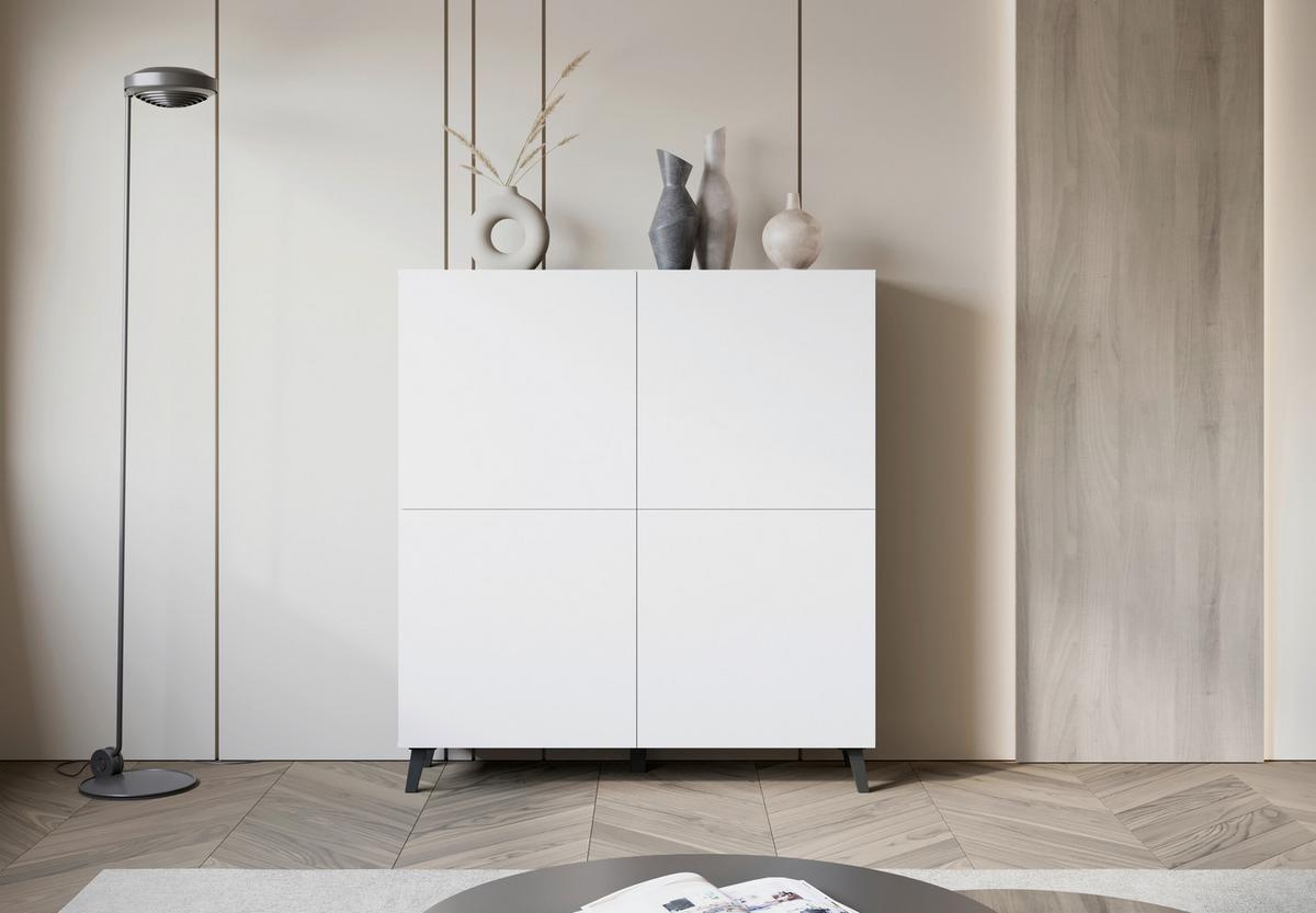 Highboard Phuket 120 Weiß B: 120 Cm - Schwarz/Weiß, Design, Holzwerkstoff (120/128/39cm) - Livetastic