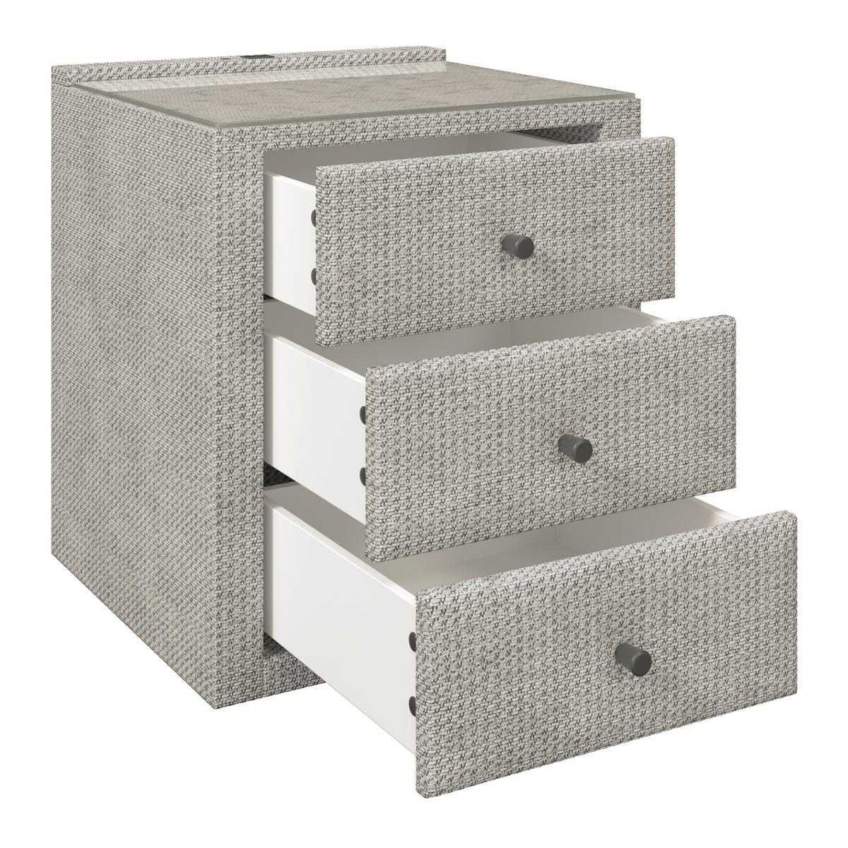 Nachtkästchen Brisbane I inkl. USB Anschluss B: 49,5cm - Ecru, Trend, Glas/Holzwerkstoff (49,5/56,5/46cm) - Sembella