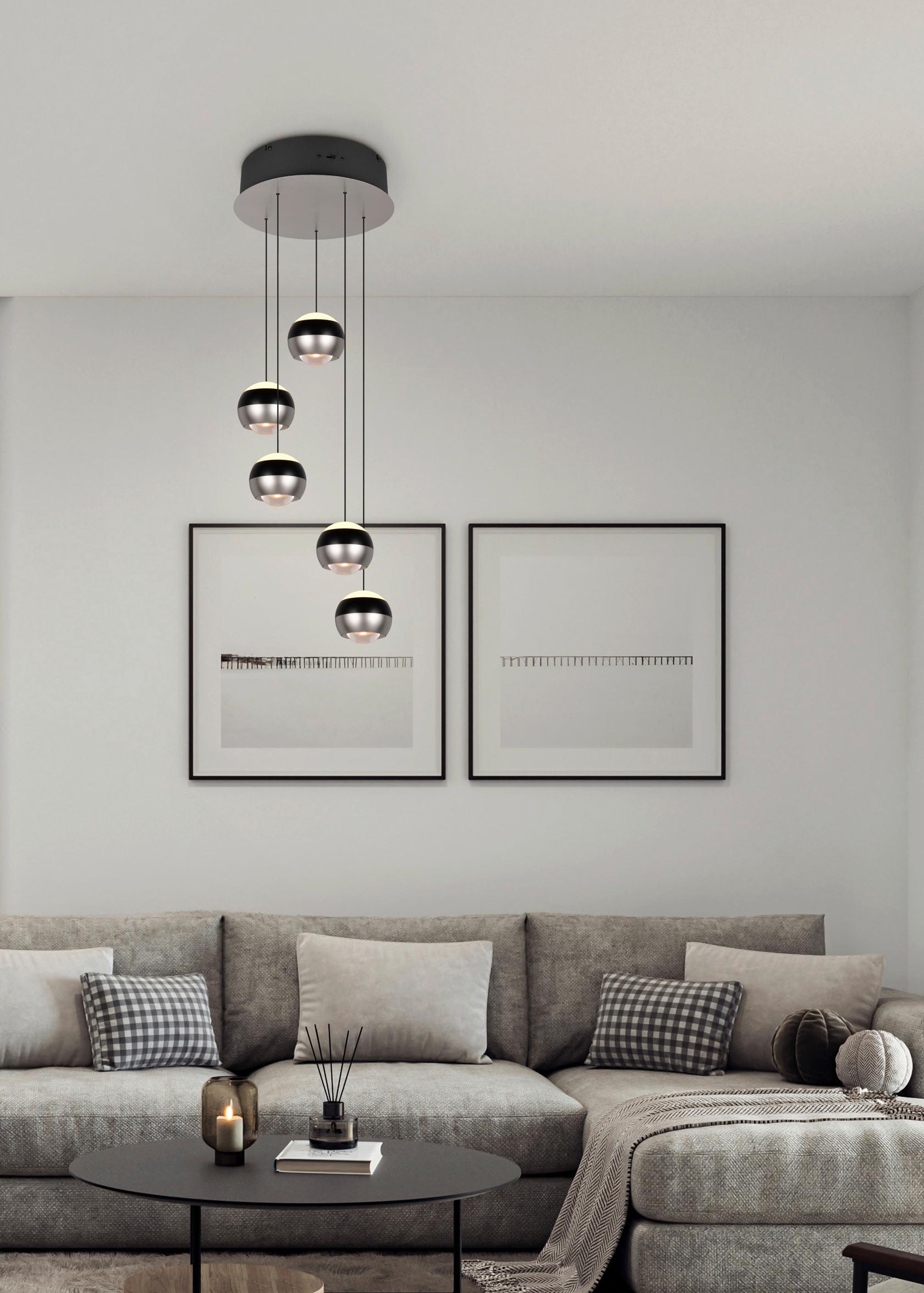 Led-hängeleuchte 344430507 Orbit - Schwarz/Nickelfarben, Design, Metall (30/150cm) - Trio Leuchten