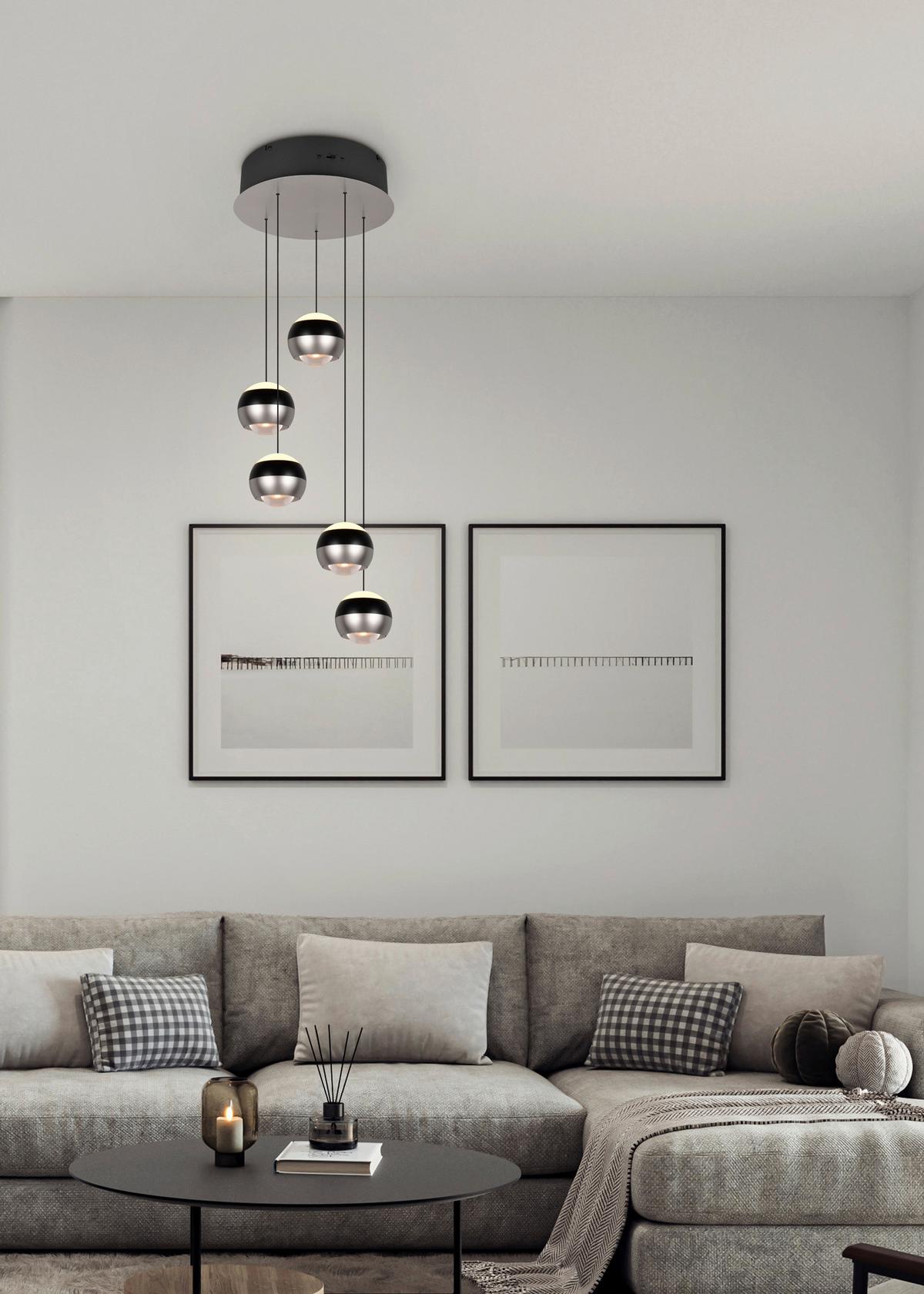 Led-hängeleuchte 344430507 Orbit - Schwarz/Nickelfarben, Design, Metall (30/150cm) - Trio Leuchten