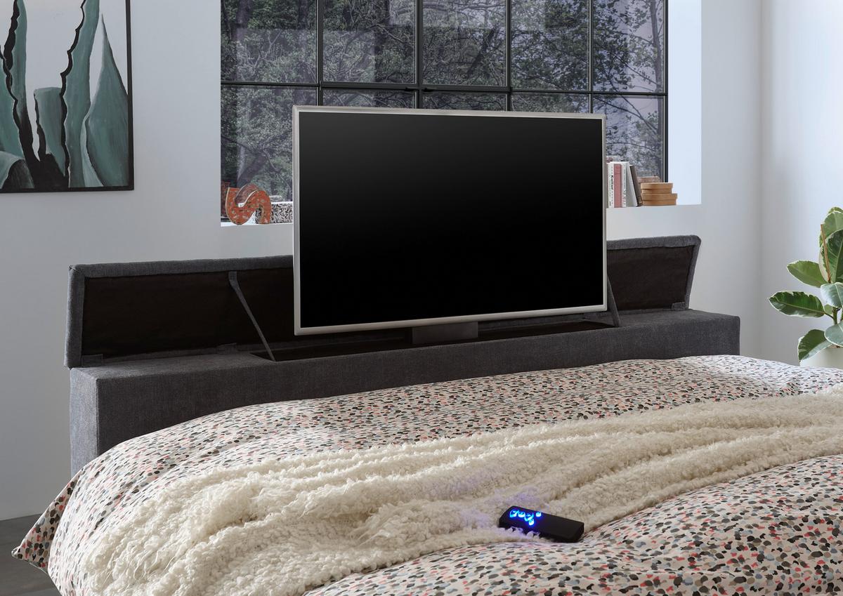 Boxspringbett Mit Bettkasten 180x200 Denver - Anthrazit, KONVENTIONELL, Textil (180/200cm) - Carryhome