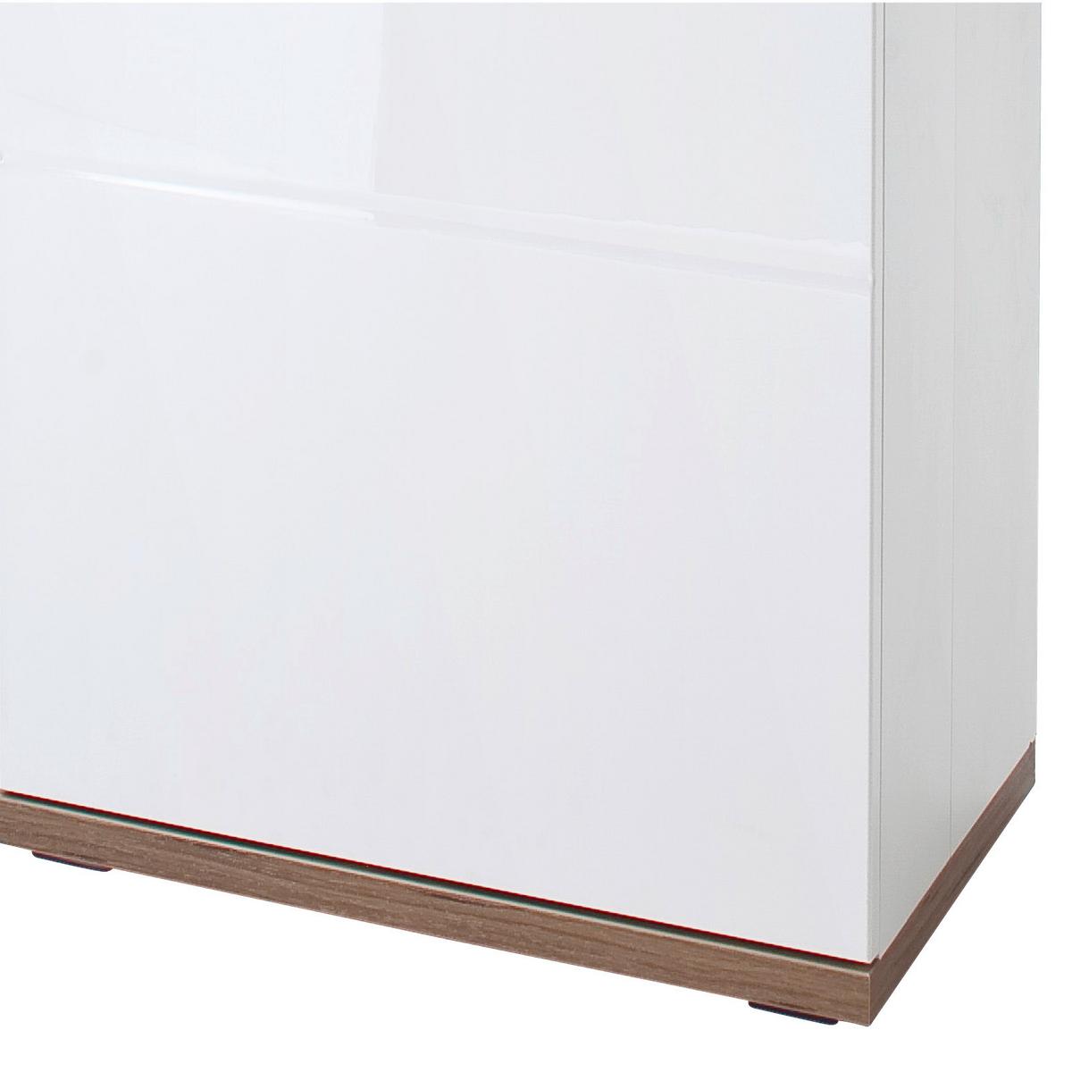 Highboard B: 90 cm Luzern Weiß/Eichefarben - Eichefarben/Weiß, Design, Glas/Holzwerkstoff (90/135/37cm) - Livetastic