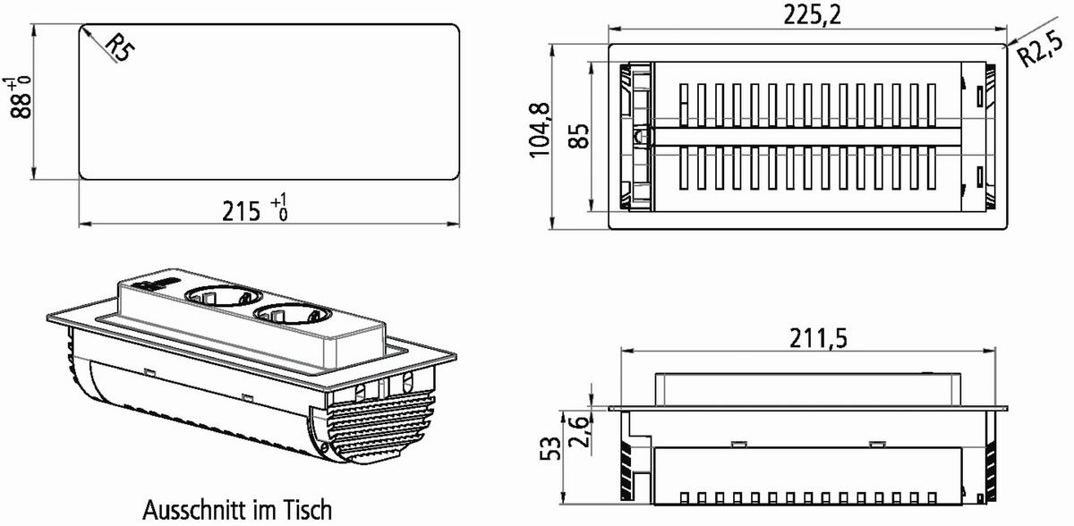 Steckdosenelement Evoline Backflip USB-C - Messingfarben, Basics, Kunststoff (22,5/10,5/5,3cm) - HKT