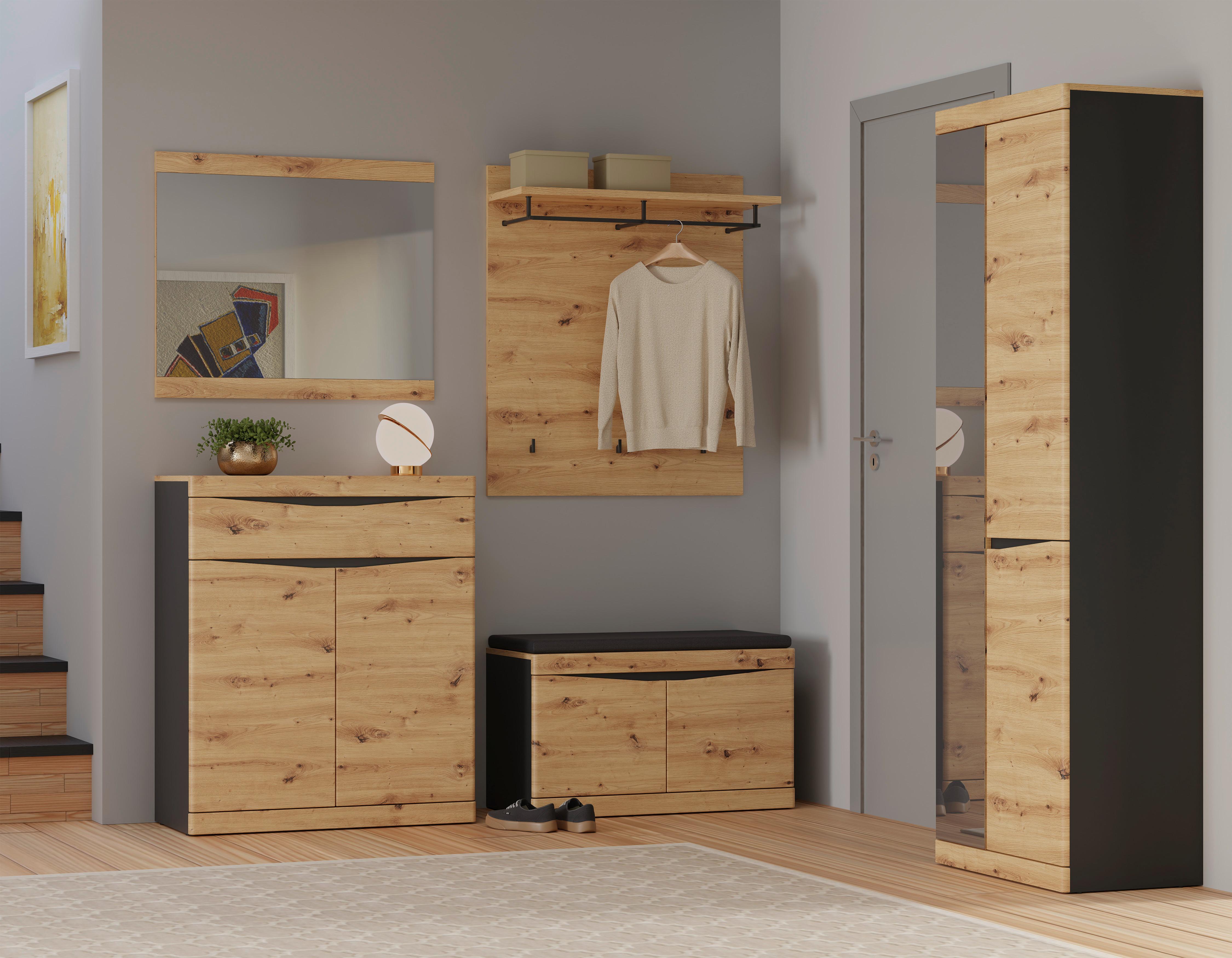Schuhschrank Turino Eiche Artisan Dekor B: 86 cm - Eichefarben, MODERN, Holzwerkstoff (86/101,6/40cm)