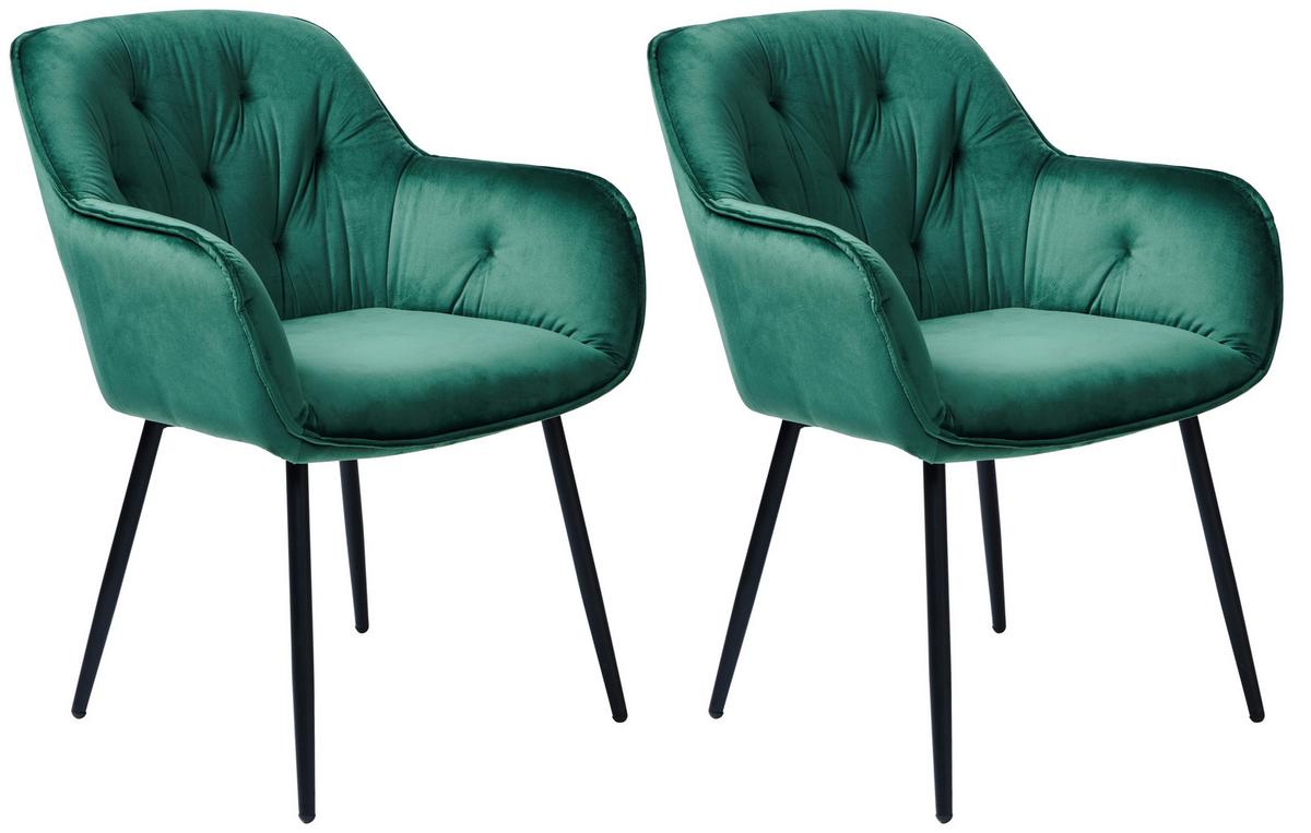 Armlehnstuhl Salerno Samtbezug Grün Gepolstert