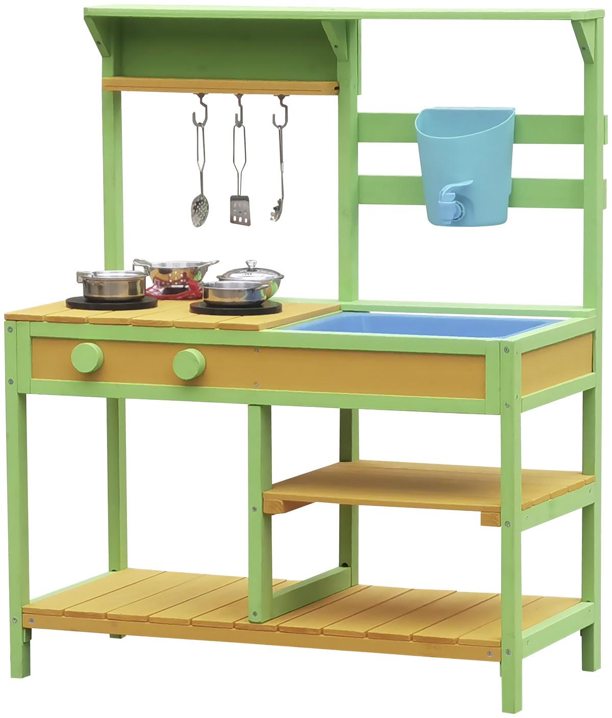 Matschküche Anna - Naturfarben/Hellgrün, Trend, Holz (92/75/35cm) - James Wood