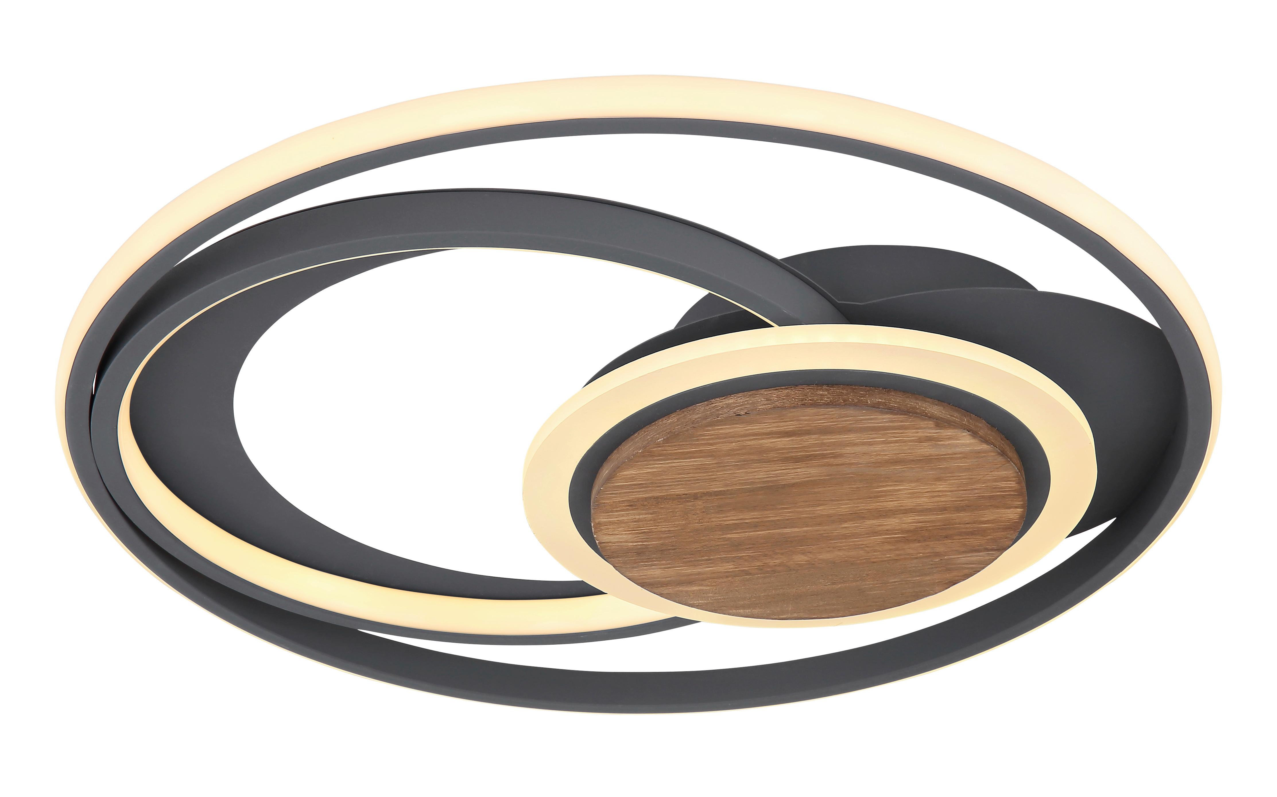 LED-Deckenleuchte 67256-45 - Dunkelbraun/Opal, Design, Holz/Kunststoff (49,5/8cm) - Globo