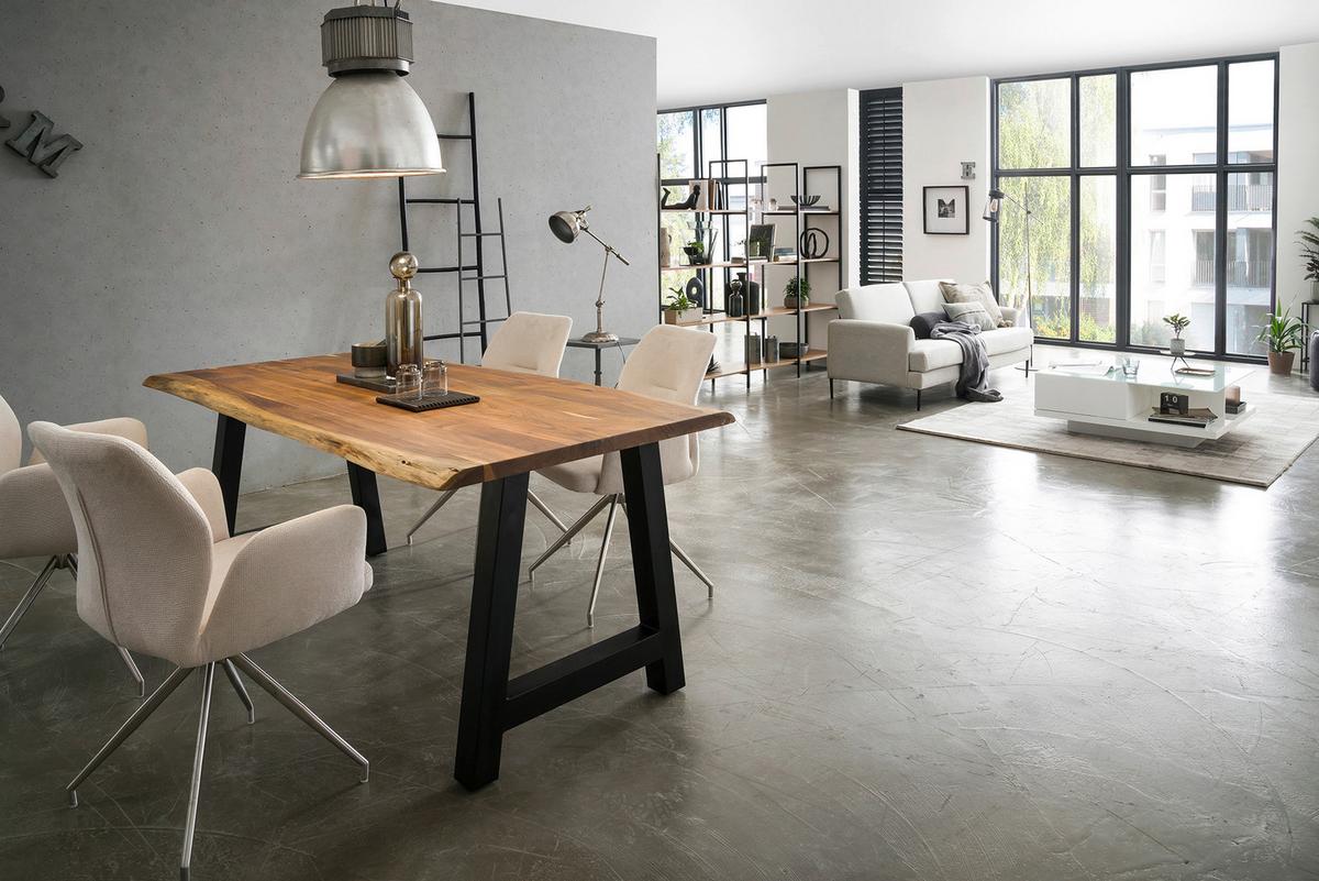 Esstisch Naturfarben/schwarz B: 140 Cm - Schwarz/Naturfarben, MODERN, Holz/Metall (140/80/76,5cm) - Livetastic