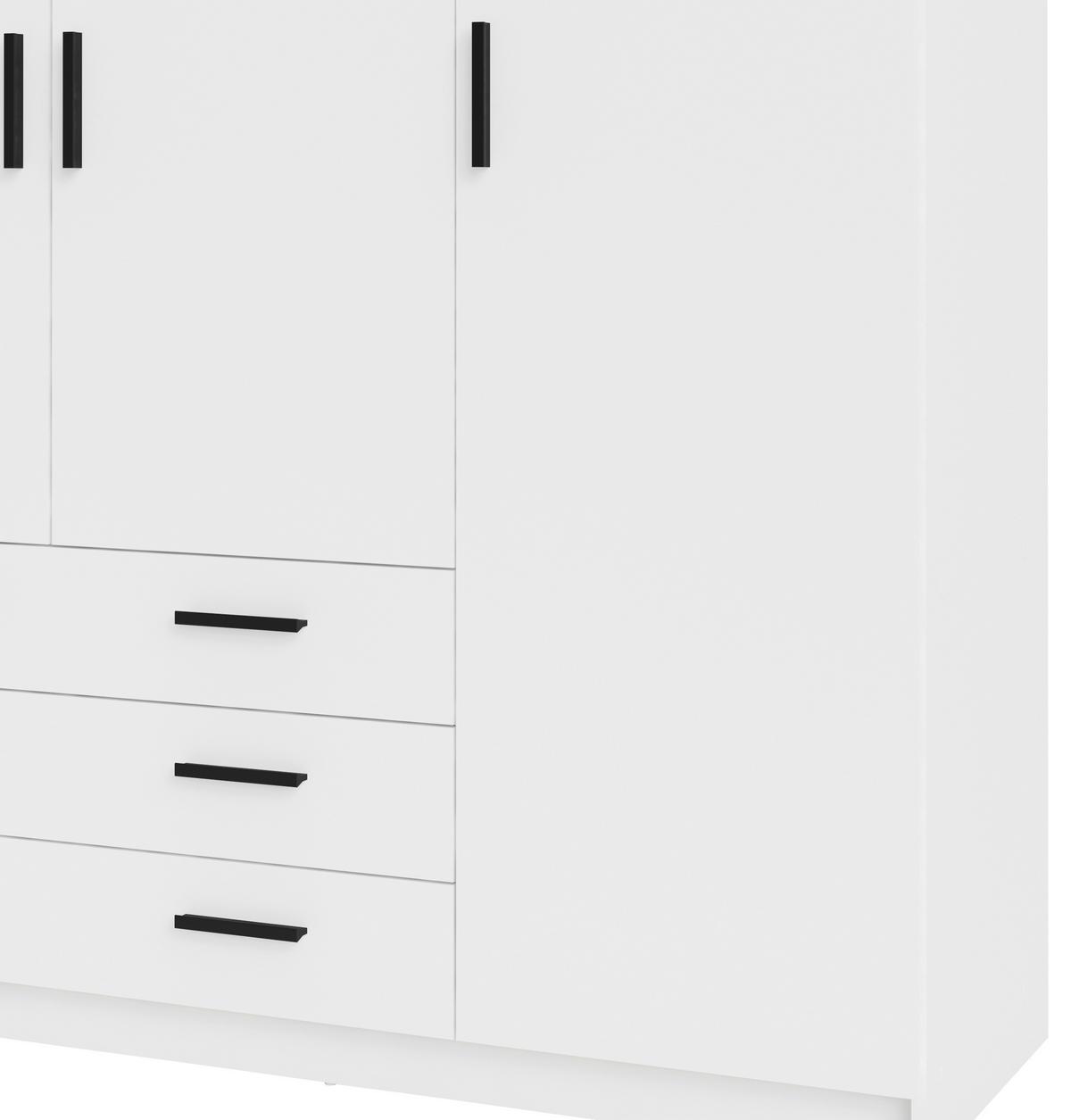 Kleiderschrank Sprint, Weiß, B: 195,5 Cm - Weiß, Basics, Holzwerkstoff (195,5/200,4/49,6cm) - MID.YOU