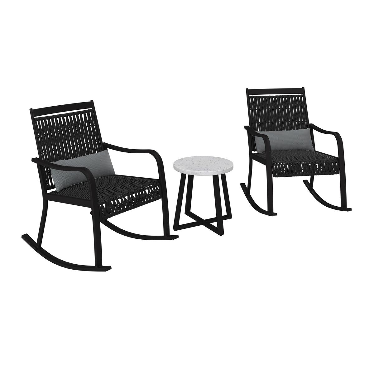 BALKÓNOVÁ ZOSTAVA MATHILDA - čierna/biela, Modern, kov/textil - Bessagi Garden