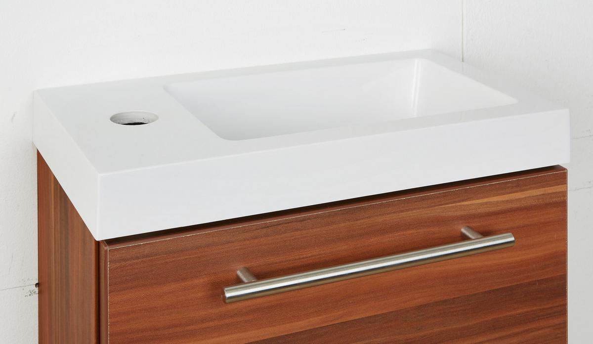 Waschbecken mit Unterschrank Fantasy B: 40 cm Nuss Dekor - Nussbaumfarben, MODERN, Holzwerkstoff/Stein (40/49/22cm)