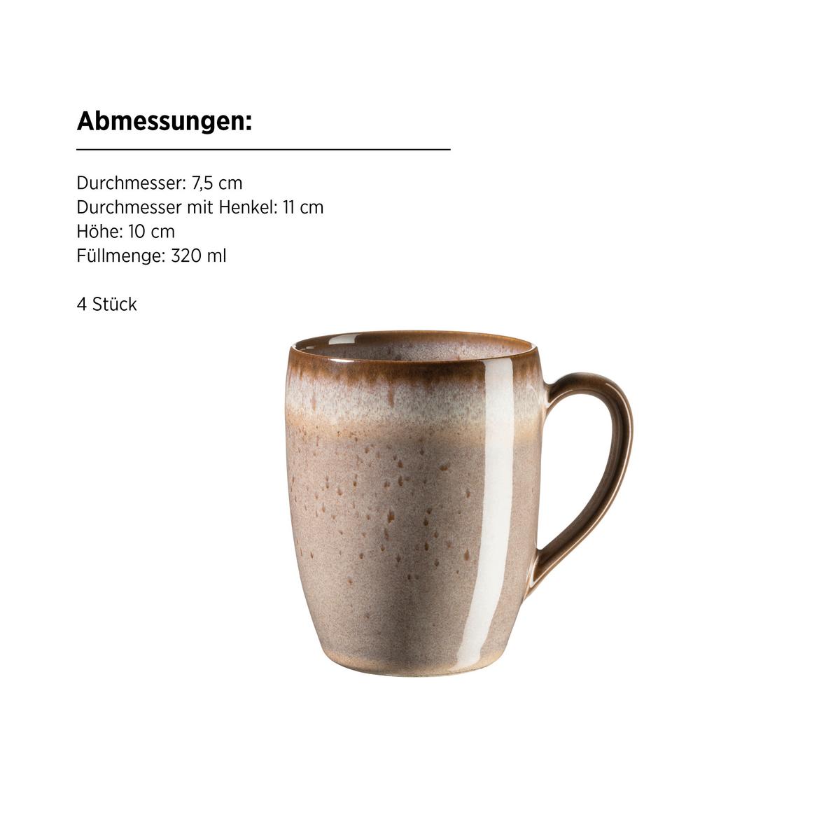 Frühstücksservice Smoky's Steinzeug, Braun, 12-teilig - Braun, Basics, Keramik - Mäser