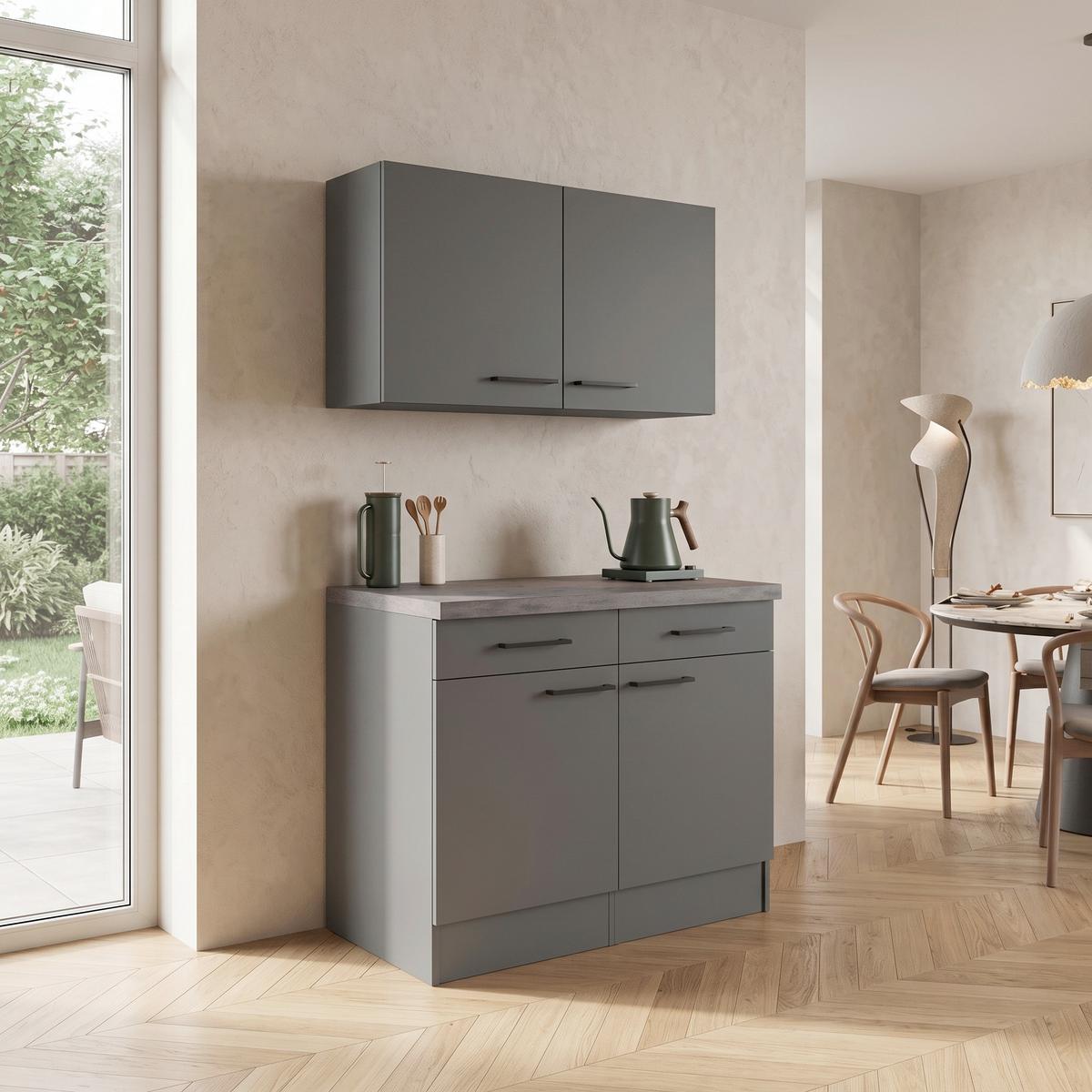 BUFFET Oliver, Grau B: 100 cm - Eiche Artisan/Grau, Trend, Holzwerkstoff (100/200/60cm) - Respekta