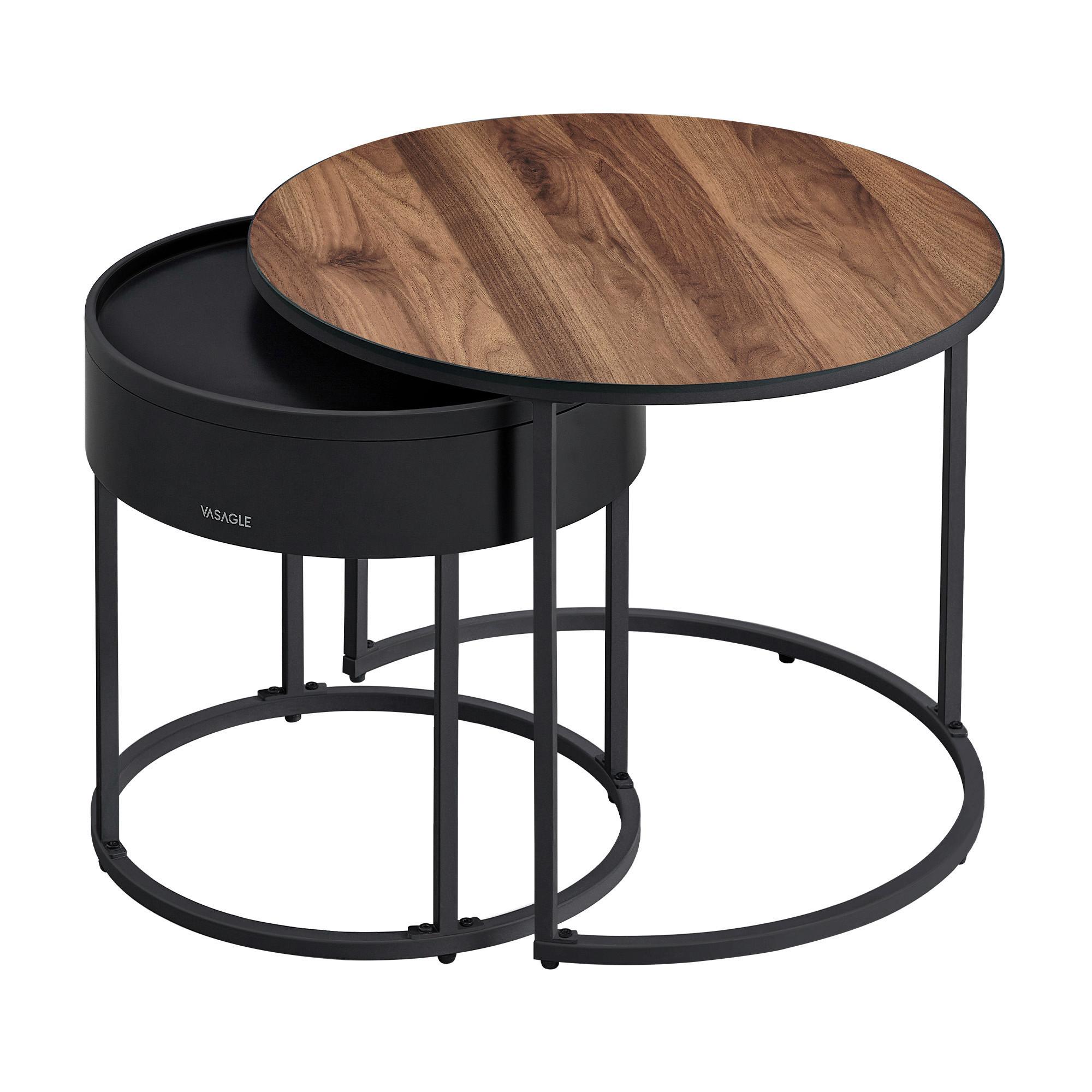 KONFERENČNÍ STOLEK COFFEE TABLE - černá/barvy vlašských ořechů, Moderní, kov/kompozitní dřevo (60/60/45cm) - MID.YOU