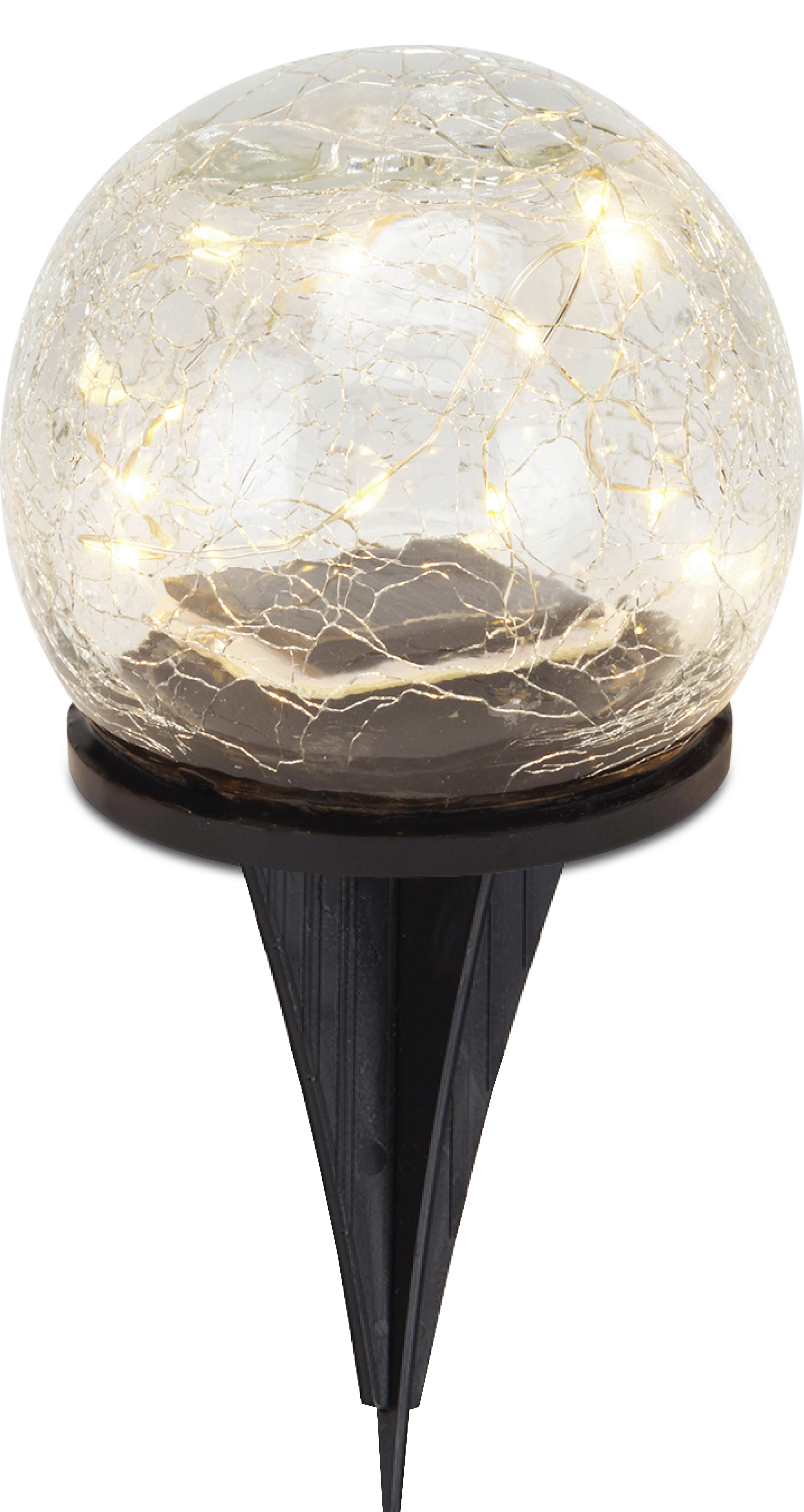 Solarleuchte Braxton - Transparent/Schwarz, KONVENTIONELL, Glas/Kunststoff (10/19cm) - Homezone