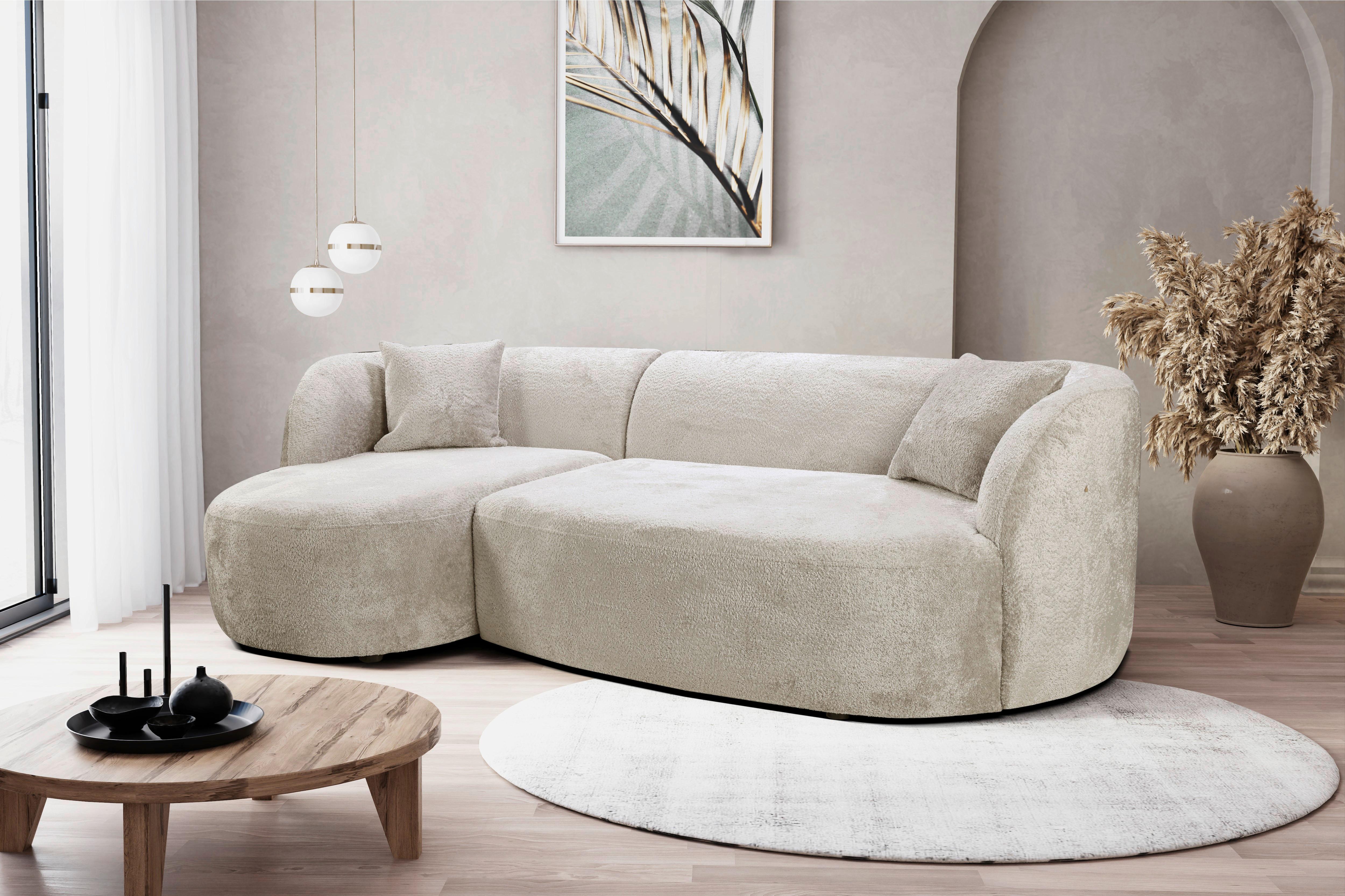Ecksofa Flick Weiß/Schwarz, 143 cm - Schwarz/Weiß, Design, Textil (143/264cm) - MID.YOU