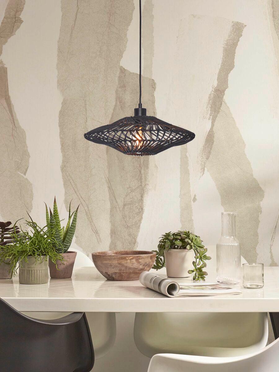 Hängeleuchte Zanzibar/h/4012/b - Schwarz, Trend, Naturmaterialien (40/12cm) - Good & Mojo