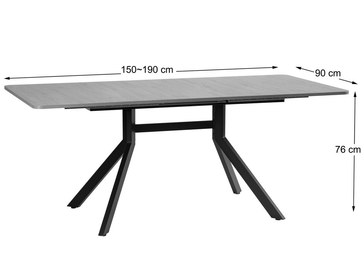 Esstisch Jax Eiche Artisan L: 150-190 cm - Schwarz/Eiche Artisan, MODERN, Holzwerkstoff/Metall (150/190/90/76cm) - Livetastic