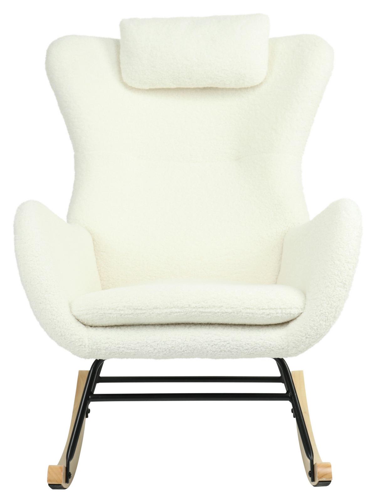 Schaukelsessel Teddy Teddy Weiß, B: 66 cm - Weiß/Naturfarben, MODERN, Holz/Textil (66/90/85cm)